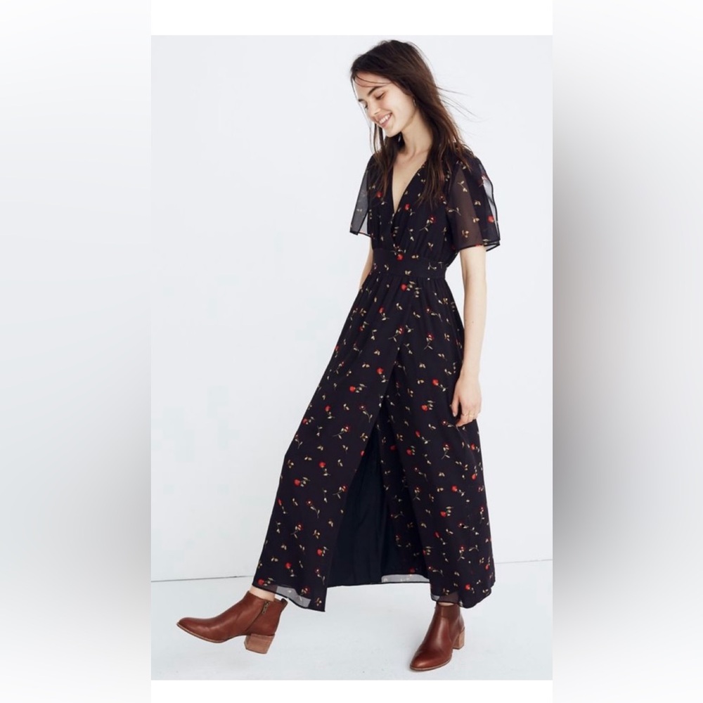 Madewell Tulip-Sleeve Maxi Dress in Sweet Blossoms, Size 0
